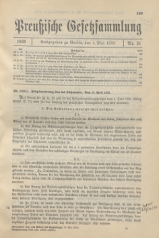 Preußische Gesetzsammlung. 1933, Nr. 31 (4 Mai)