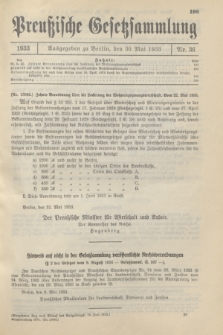 Preußische Gesetzsammlung. 1933, Nr. 36 (30 Mai)