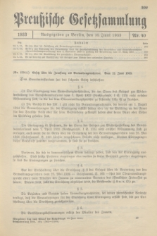 Preußische Gesetzsammlung. 1933, Nr. 40 (16 Juni)