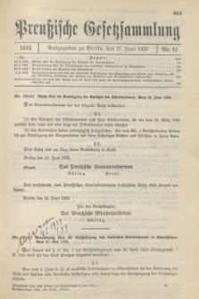 Preußische Gesetzsammlung. 1933, Nr. 41 (21 Juni)