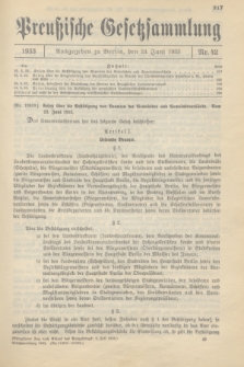 Preußische Gesetzsammlung. 1933, Nr. 42 (24 Juni)