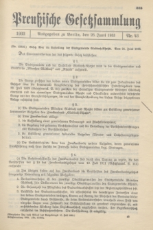 Preußische Gesetzsammlung. 1933, Nr. 43 (26 Juni)