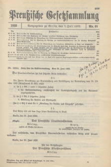 Preußische Gesetzsammlung. 1933, Nr. 44 (7 Juli)