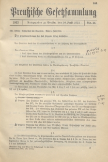 Preußische Gesetzsammlung. 1933, Nr. 46 (10 Juli)