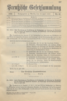 Preußische Gesetzsammlung. 1933, Nr. 48 (18 Juli)