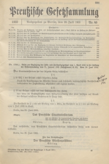 Preußische Gesetzsammlung. 1933, Nr. 49 (20 Juli)