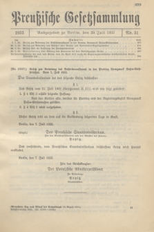 Preußische Gesetzsammlung. 1933, Nr. 51 (29 Juli)