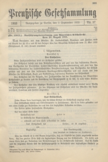 Preußische Gesetzsammlung. 1933, Nr. 57 (2 September)