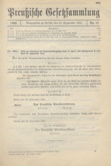 Preußische Gesetzsammlung. 1933, Nr. 61 (25 September)