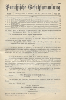 Preußische Gesetzsammlung. 1933, Nr. 63 (10 Oktober)