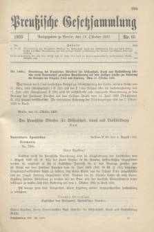 Preußische Gesetzsammlung. 1933, Nr. 65 (18 Oktober)