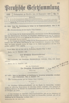 Preußische Gesetzsammlung. 1933, Nr. 71 (13 November)