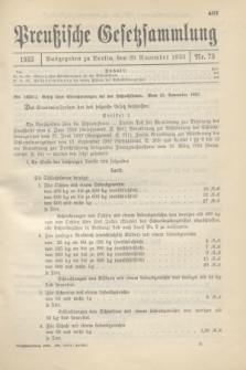 Preußische Gesetzsammlung. 1933, Nr. 73 (29 November)