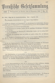 Preußische Gesetzsammlung. 1933, Nr. 75 (2 Dezember)