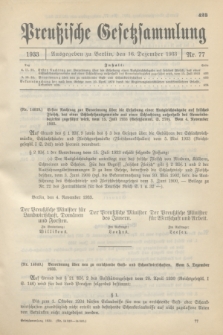 Preußische Gesetzsammlung. 1933, Nr. 77 (16 Dezember)