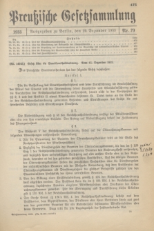 Preußische Gesetzsammlung. 1933, Nr. 79 (19 Dezember)