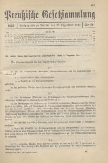 Preußische Gesetzsammlung. 1933, Nr. 80 (20 Dezember)