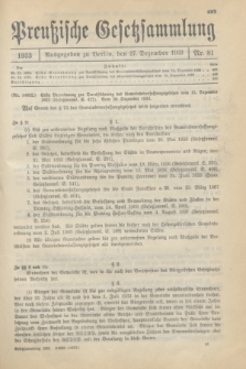 Preußische Gesetzsammlung. 1933, Nr. 81 (27 Dezember)