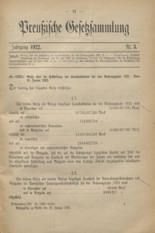 Preußische Gesetzsammlung. 1922, Nr. 3 (30 Januar)