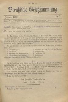 Preußische Gesetzsammlung. 1922, Nr. 5 (13 Februar)