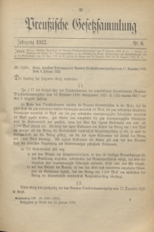 Preußische Gesetzsammlung. 1922, Nr. 6 (14 Februar)