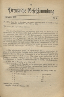 Preußische Gesetzsammlung. 1922, Nr. 7 (24 Februar)