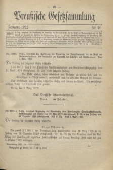 Preußische Gesetzsammlung. 1922, Nr. 9 (7 März)