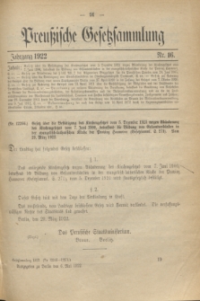 Preußische Gesetzsammlung. 1922, Nr. 16 (6 Mai)