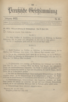 Preußische Gesetzsammlung. 1922, Nr. 18 (9 Mai)