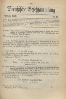 Preußische Gesetzsammlung. 1922, Nr. 20 (30 Mai)
