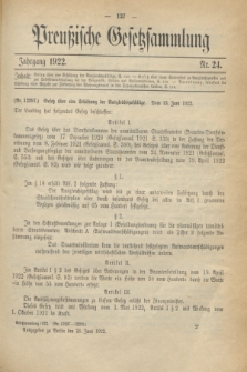 Preußische Gesetzsammlung. 1922, Nr. 24 (21 Juni)