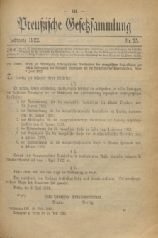 Preußische Gesetzsammlung. 1922, Nr. 25 (24 Juni)