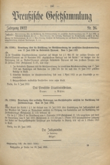Preußische Gesetzsammlung. 1922, Nr. 26 (30 Juni)