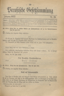 Preußische Gesetzsammlung. 1922, Nr. 29 (31 Juli)