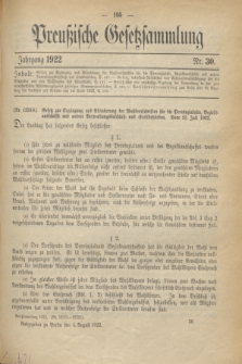 Preußische Gesetzsammlung. 1922, Nr. 30 (4 August)