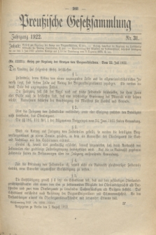 Preußische Gesetzsammlung. 1922, Nr. 31 (7 August)