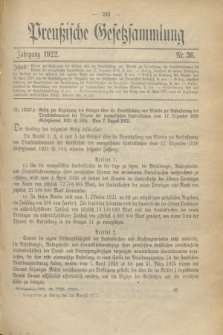 Preußische Gesetzsammlung. 1922, Nr. 36 (24 August)