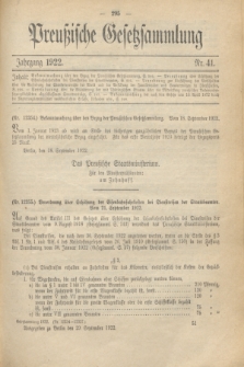 Preußische Gesetzsammlung. 1922, Nr. 41 (29 September)