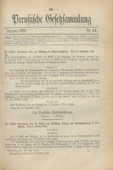 Preußische Gesetzsammlung. 1922, Nr. 44 (19 Oktober)