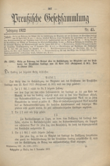 Preußische Gesetzsammlung. 1922, Nr. 45 (3 November)