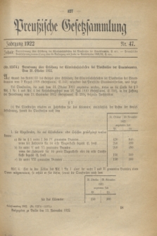 Preußische Gesetzsammlung. 1922, Nr. 47 (13 November)