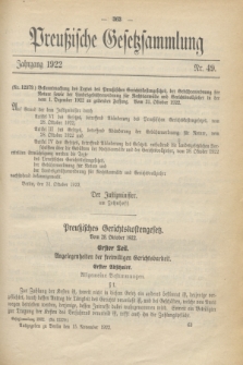 Preußische Gesetzsammlung. 1922, Nr. 49 (15 November)