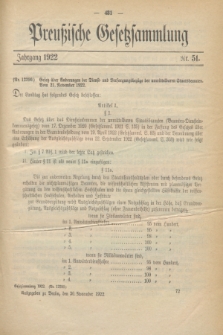 Preußische Gesetzsammlung. 1922, Nr. 51 (30 November)