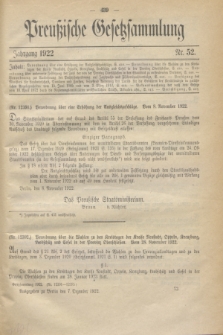 Preußische Gesetzsammlung. 1922, Nr. 52 (7 Dezember)