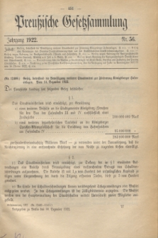 Preußische Gesetzsammlung. 1922, Nr. 56 (30 Dezember)