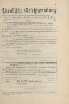 Preußische Gesetzsammlung. 1931, Nr. 1 (23 Januar)