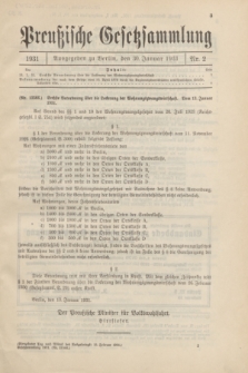 Preußische Gesetzsammlung. 1931, Nr. 2 (30 Januar)