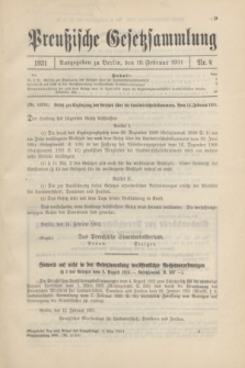Preußische Gesetzsammlung. 1931, Nr. 4 (19 Februar)