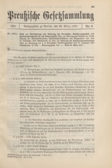 Preußische Gesetzsammlung. 1931, Nr. 8 (25 März)