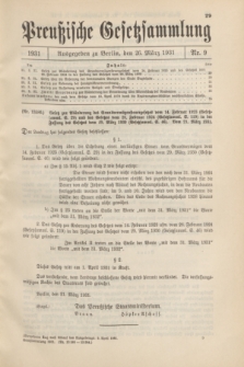 Preußische Gesetzsammlung. 1931, Nr. 9 (26 März)